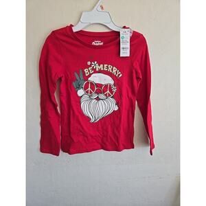Osh Kosh Boys Size 6 - 6X Red Santa "Be Merry" Long Sleeve Tee NWT